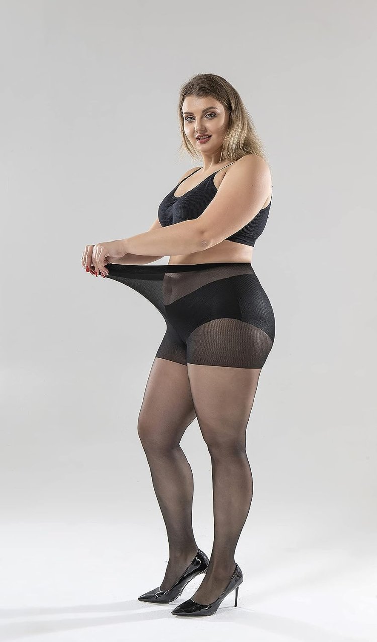 Mature fat in pantyhose