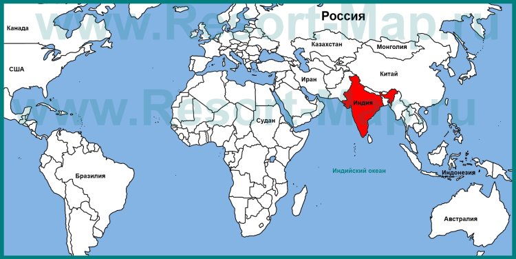 Show india on world map