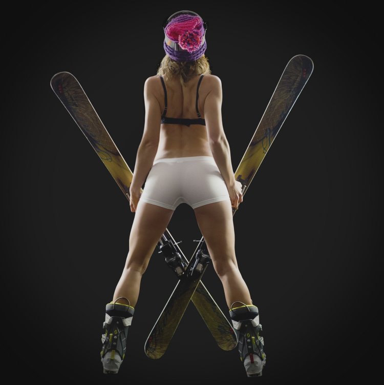 Butts of skiers