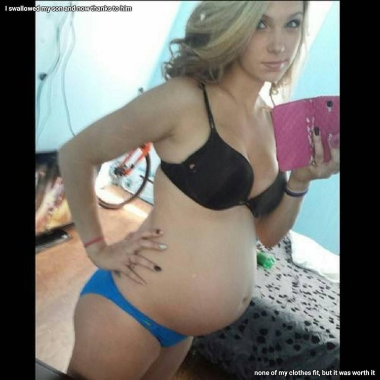 Pregnant blonde selfie young