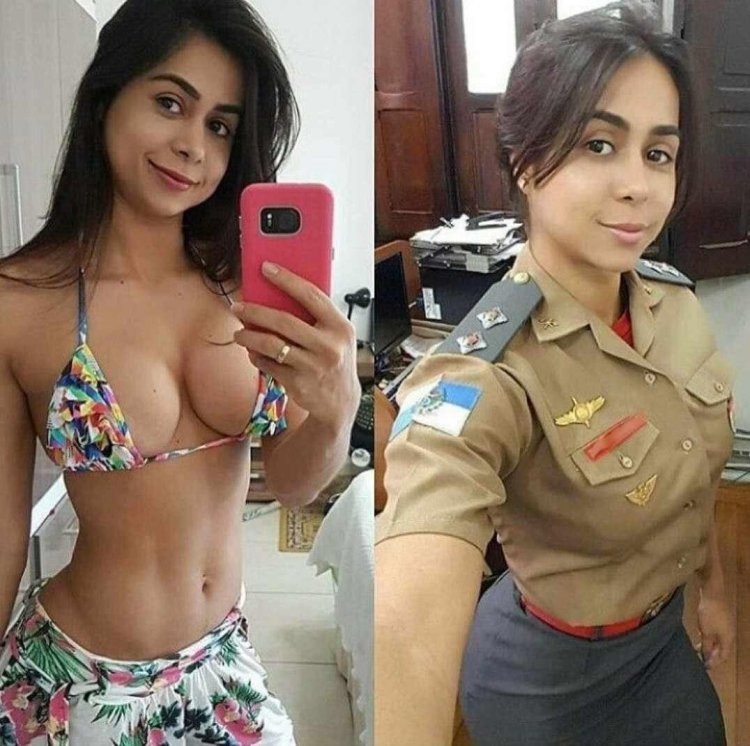 Girls in uniform and without