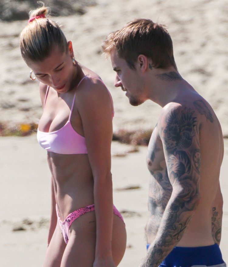 Justin Bieber and Hailey Baldwin on the beach