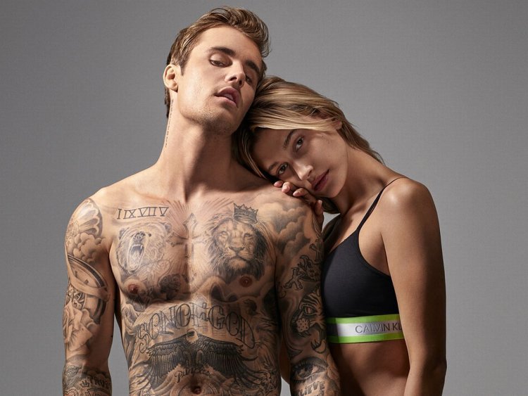 Justin Bieber and Haley Calvin Klein
