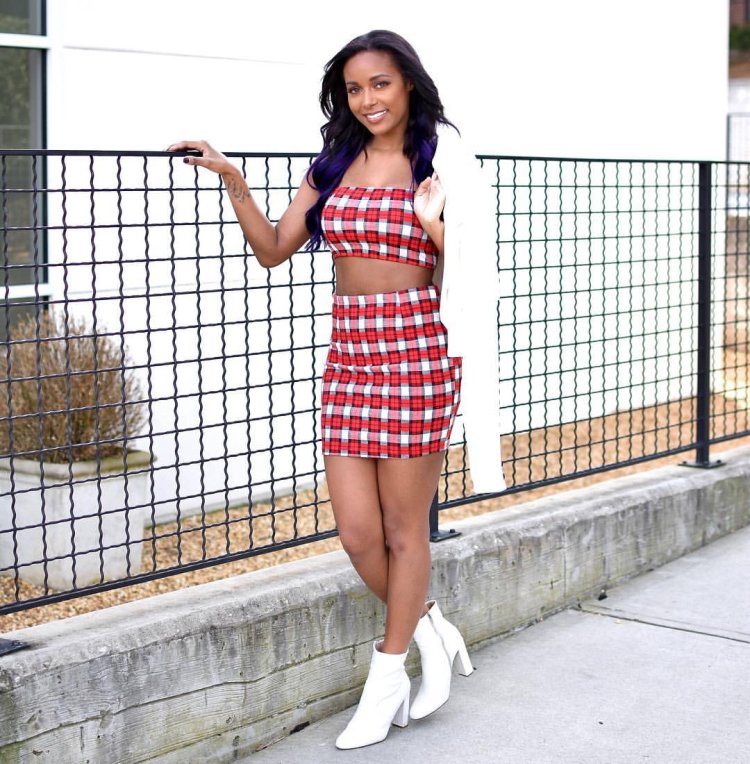 Big breasts on the stairs