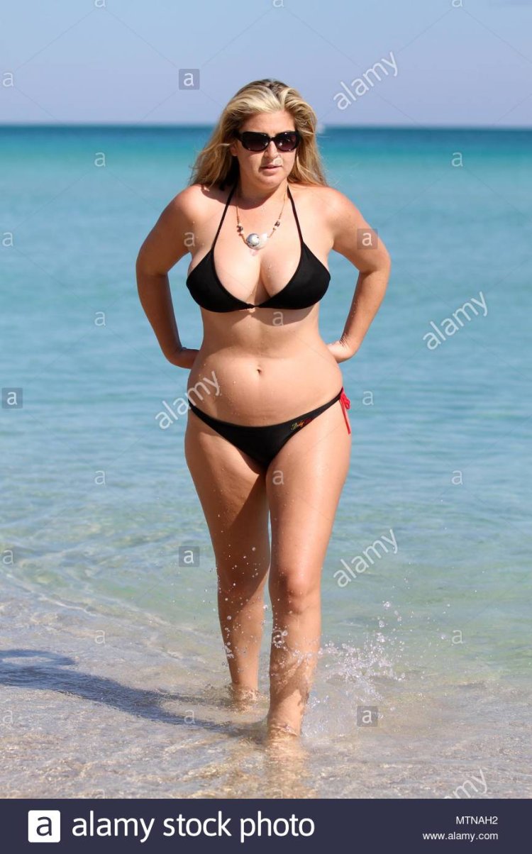 Chubby in white bikinis