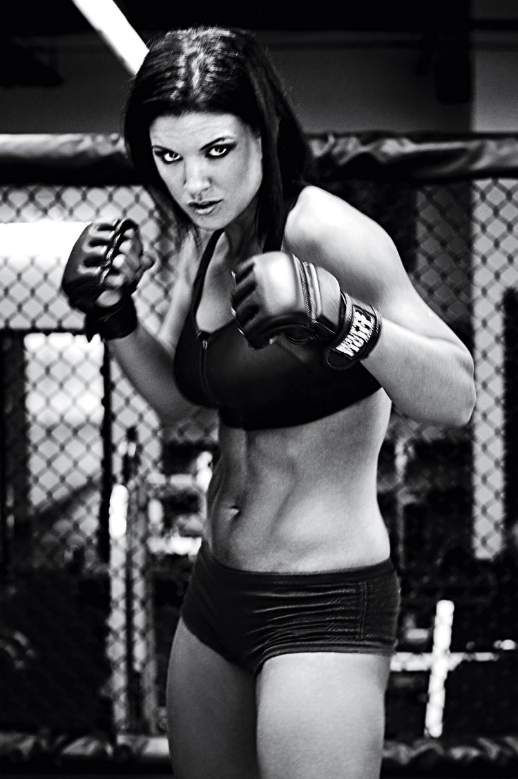 Gina Carano with guns