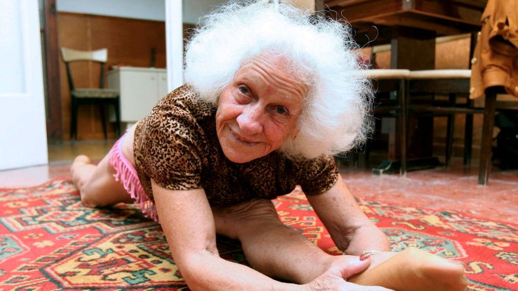 A decrepit, bow-legged grandmother