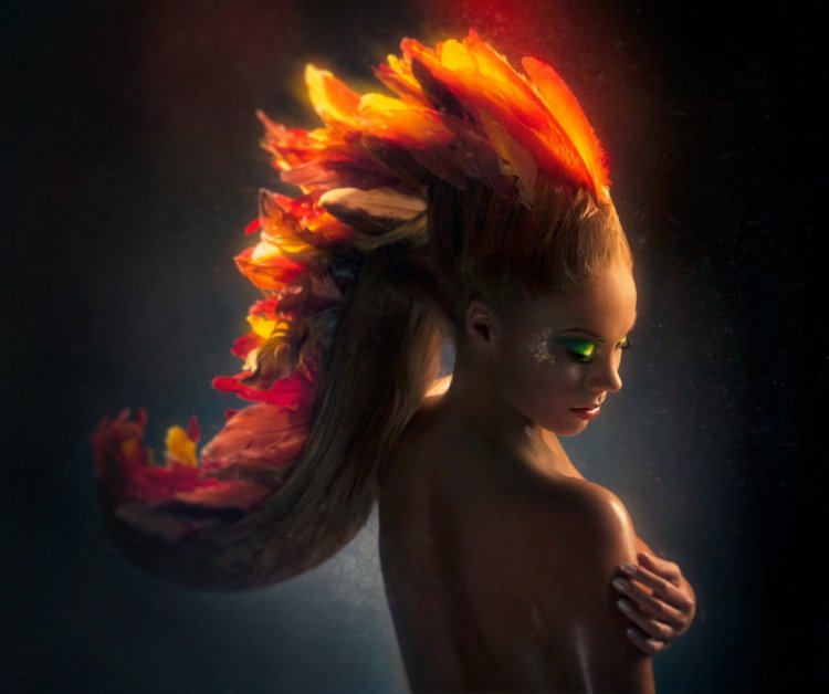 Girl with burning hair