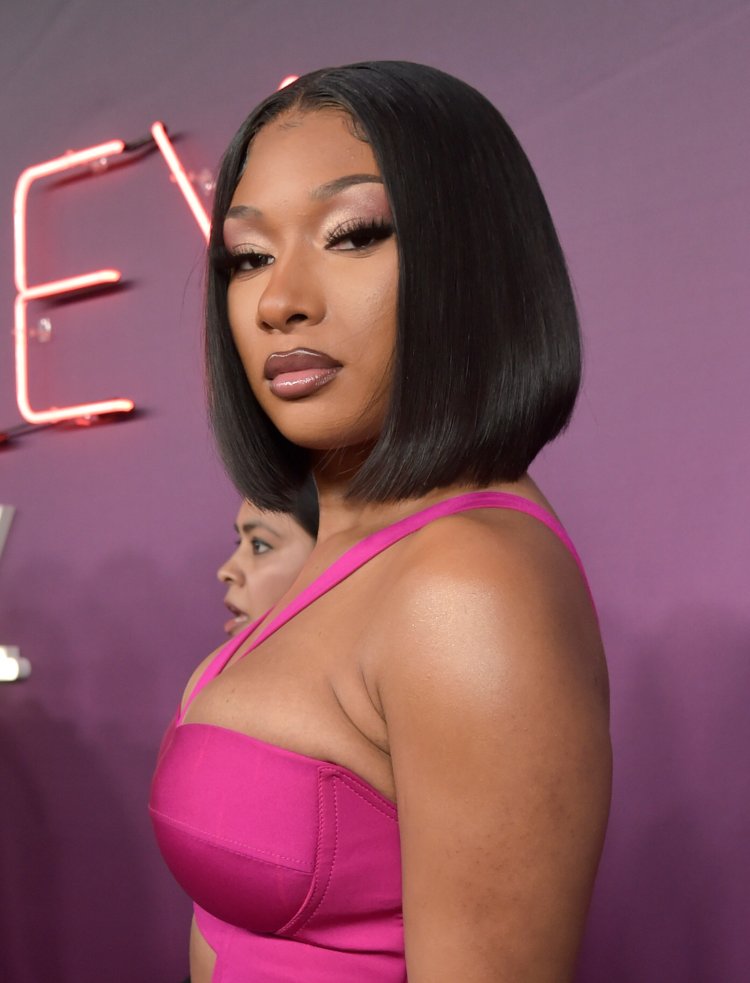 Megan the Stallion in a dress