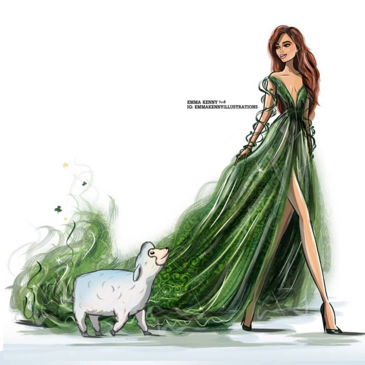 Woman in Green Dress Art