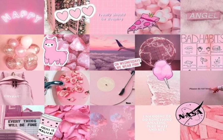 Aesthetics of pink color collage