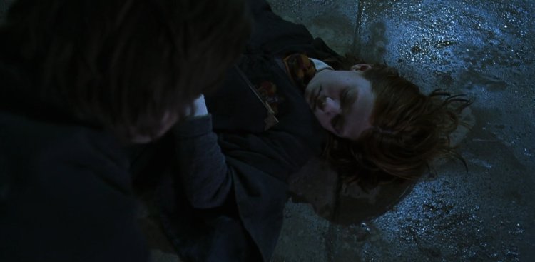 Harry Potter and Ginny Weasley in the Chamber of Secrets
