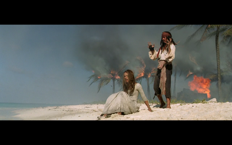 Pirates of the Caribbean Jack and Elizabeth on the island