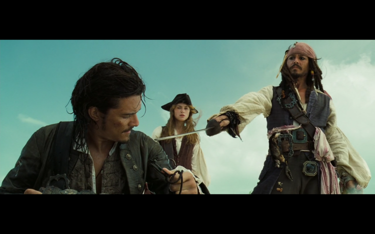 Orlando Bloom and Johnny Depp Pirates of the Caribbean