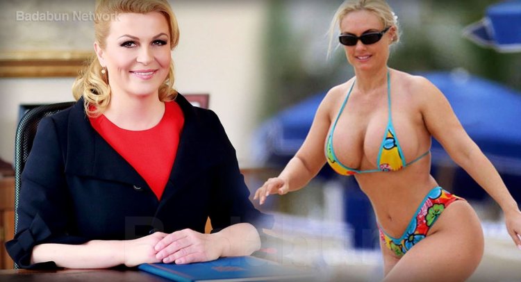 Croatian President Kolinda Grabar-Kitarovic on the beach