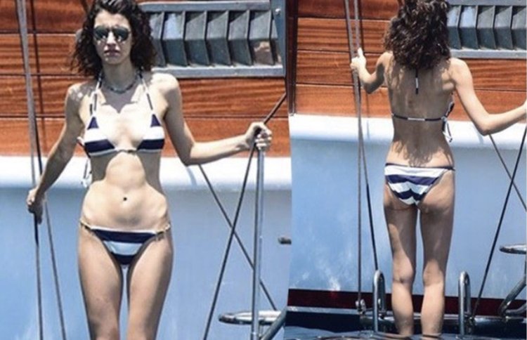Turkish actress Beren Saat in a swimsuit