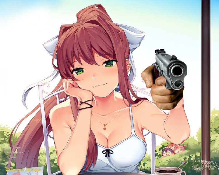 Monika with a doki doki gun