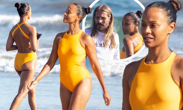 Zoe Saldana on a yacht