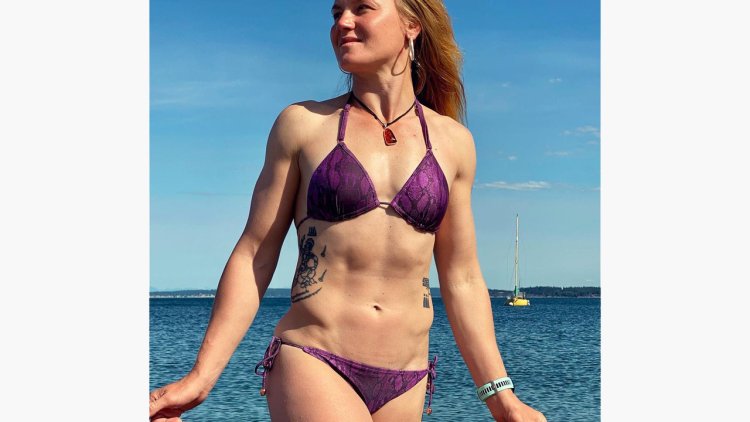 Valentina Shevchenko in a swimsuit