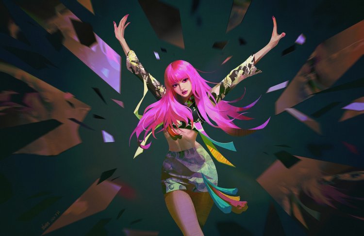 Pink hair girl dancing