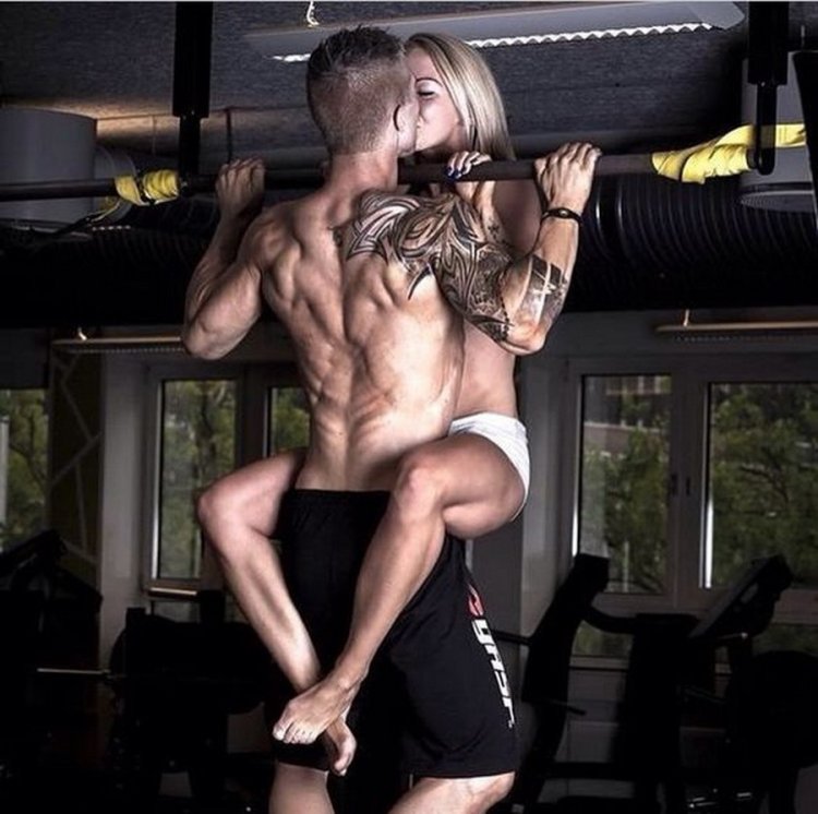 Sports couples in the hall