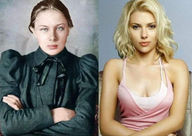 Krupskaya in his youth and Scarlett Johansson