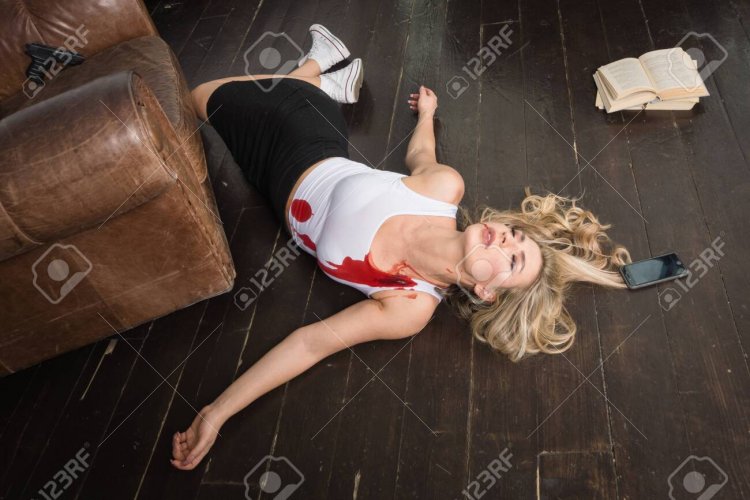 Strangled girls Crime Scene in panties