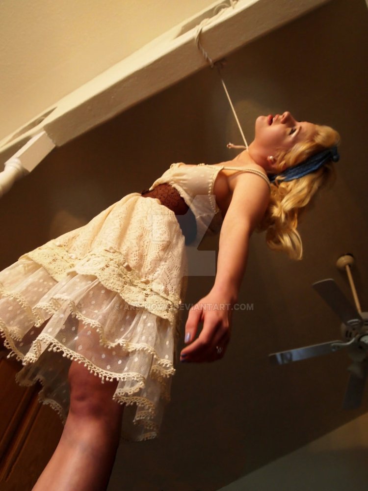 EWP blond strangled in White Dress by Monk