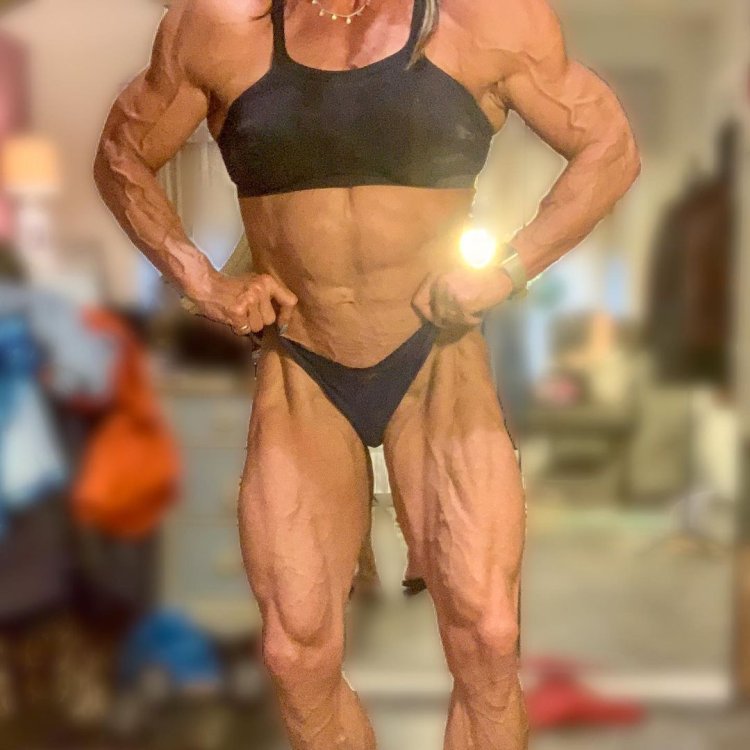 Cleaning lady bodybuilder old