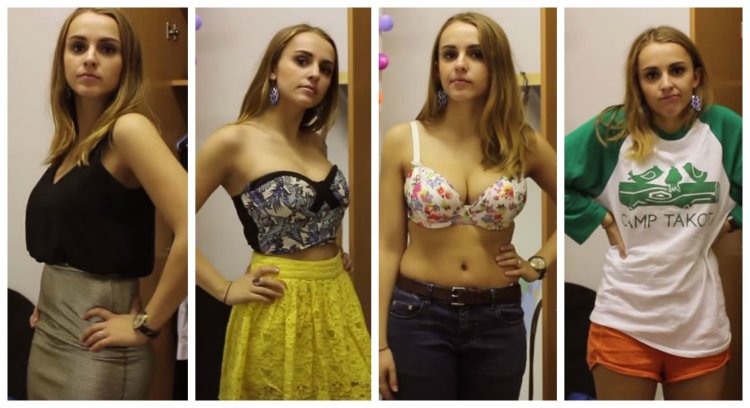 Dress and undress big breasts