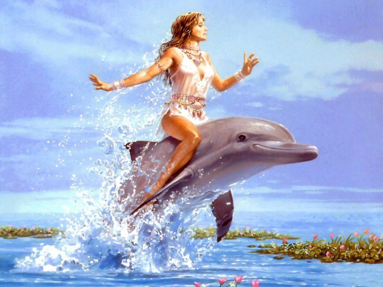 Girl on a dolphin