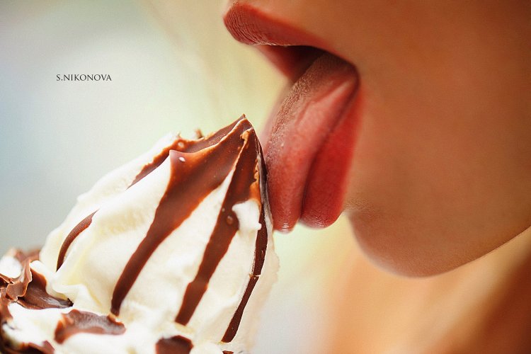 Licking ice cream
