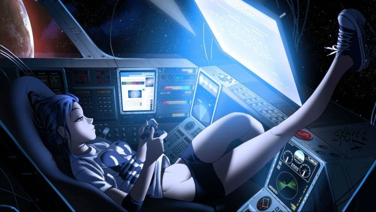 Anime girl on a spaceship