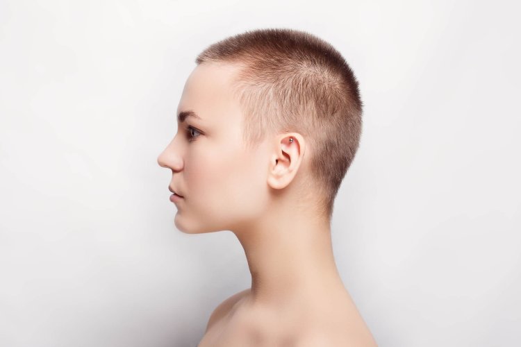 Head in profile short haircut for women