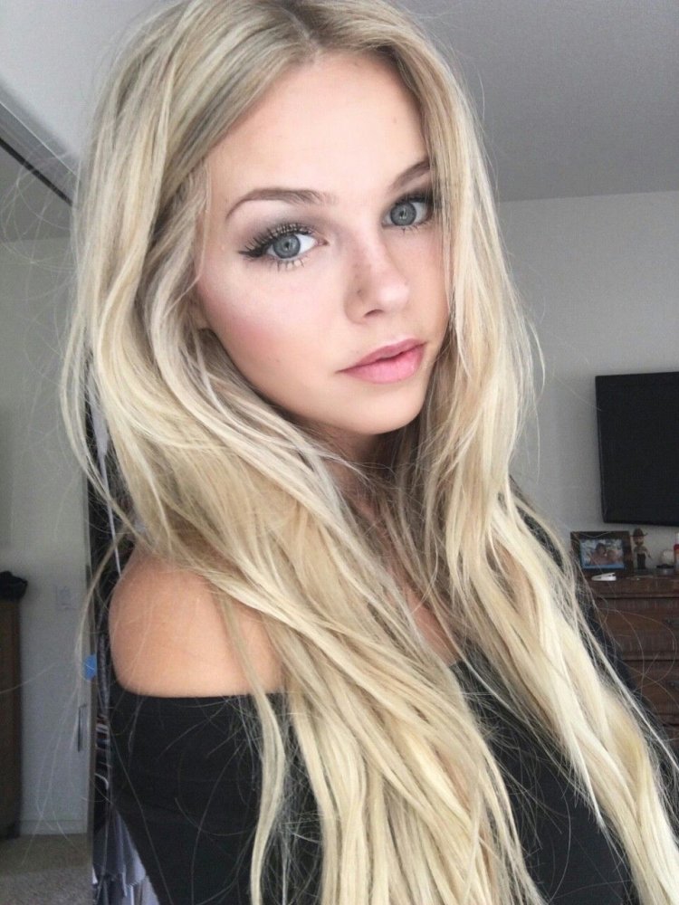 Blonde with blue eyes teenager
