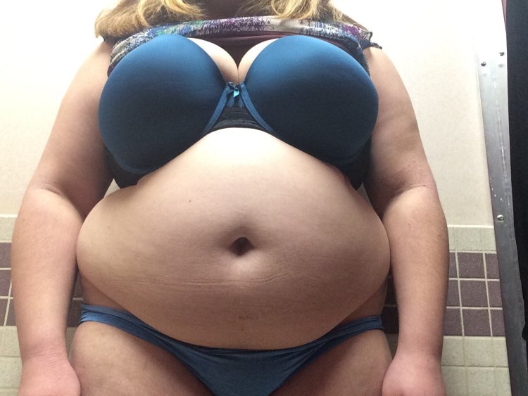 Bbw belly chubby in small swimsuit