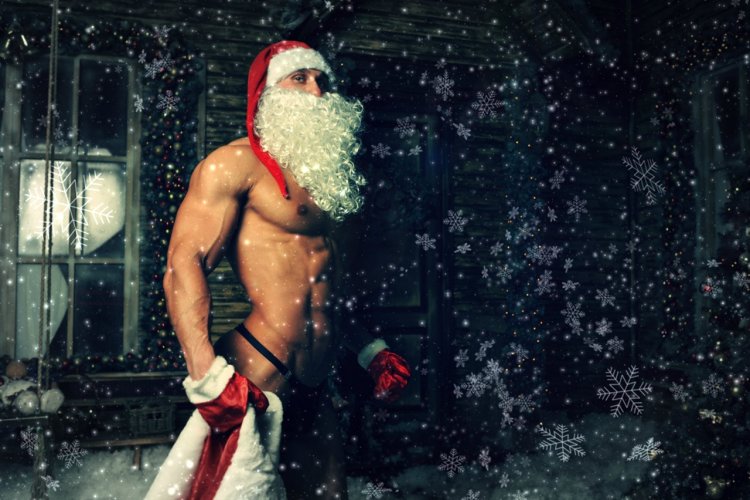 Santa Claus dances striptease in a corporate party
