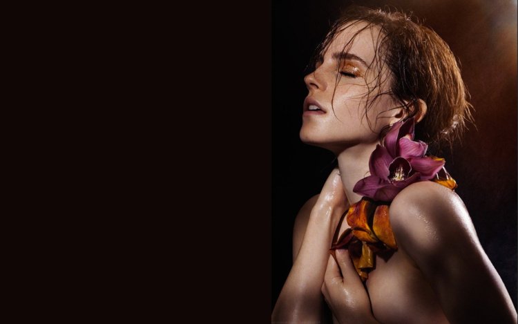 Emma Watson photo shoot with flowers