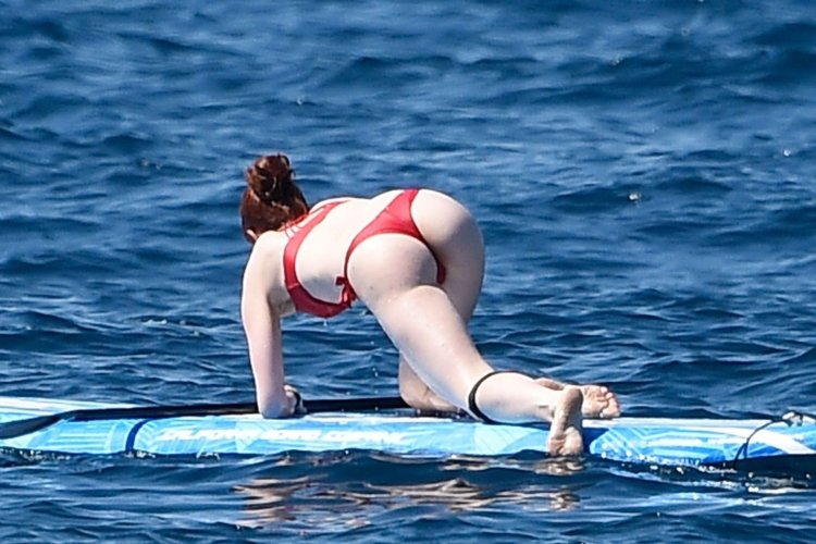 Barbara Meyer in a swimsuit under water