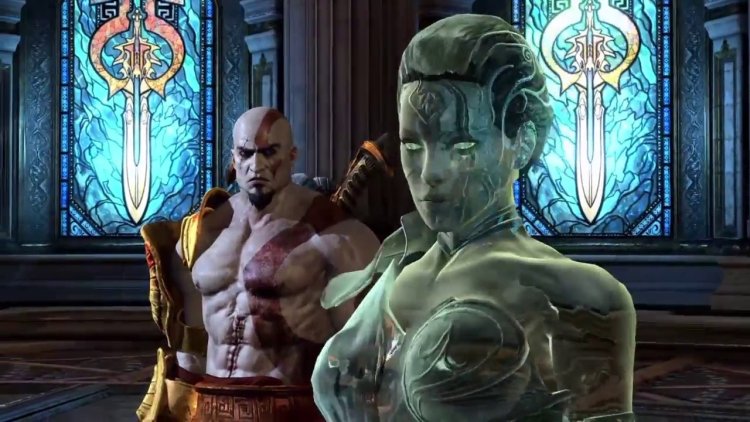 The god of war Kratos and Athena