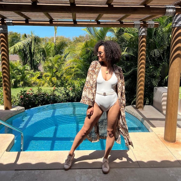 Natalie Emmanuel on the beach