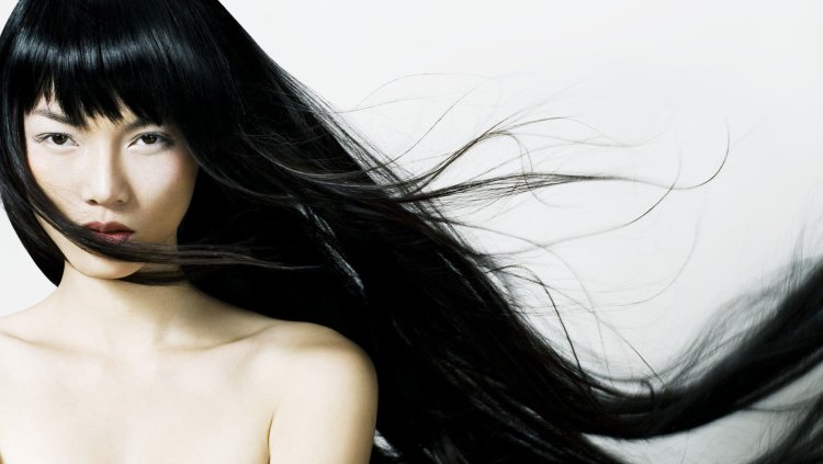 Korean with beautiful hair