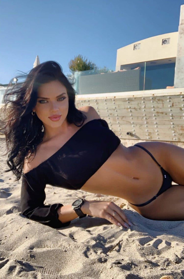 Gorgeous brunette in a swimsuit