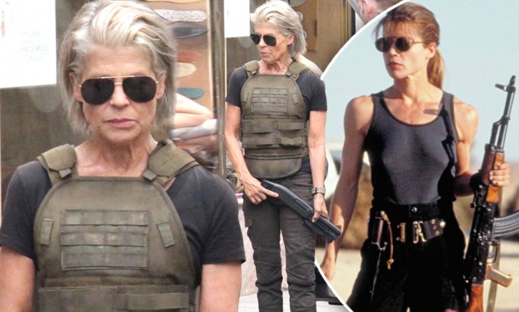 Linda Hamilton Terminator shooting