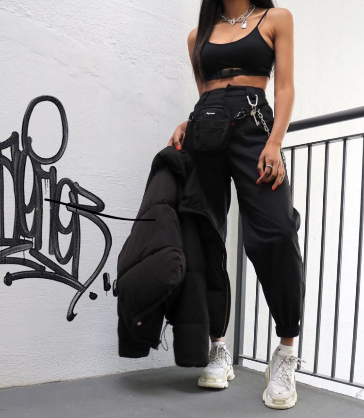 Black girl in a mini skirt