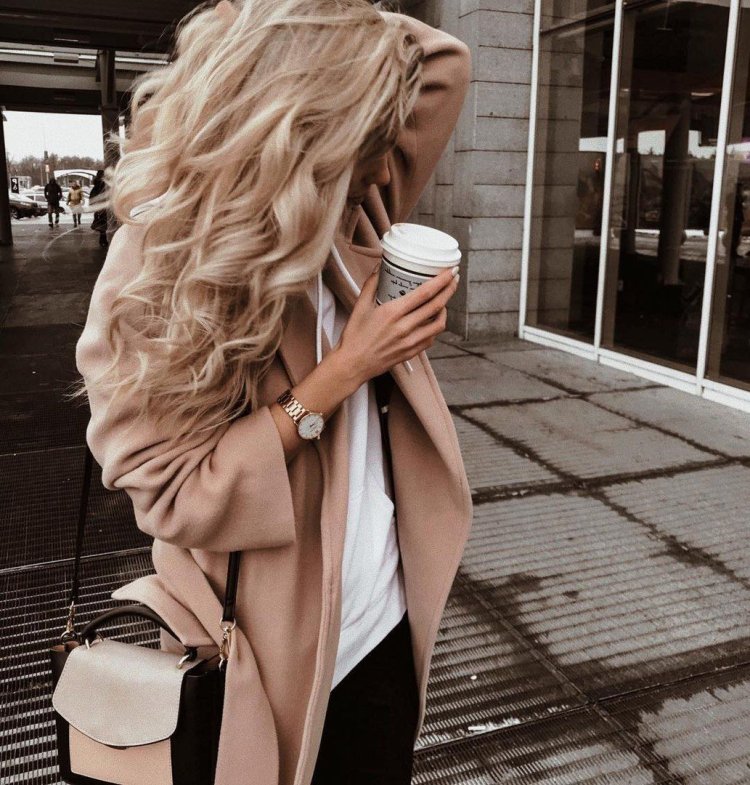Blonde with coffee
