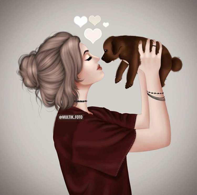 Girl with a dog Illustration