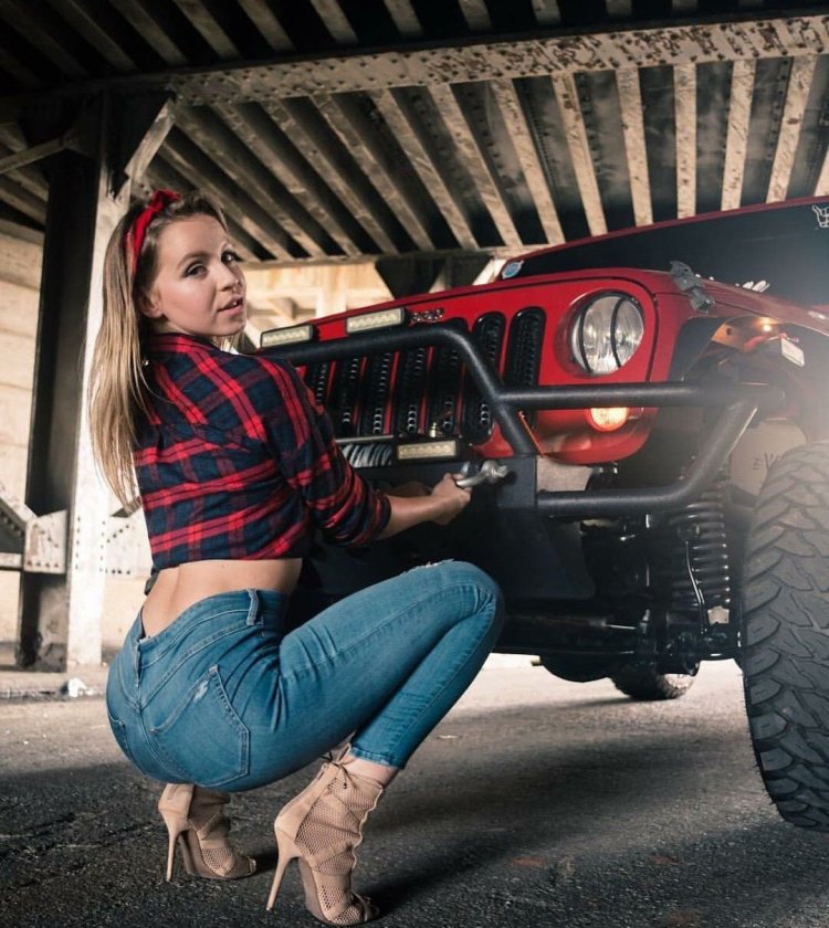 Girl in the jeep