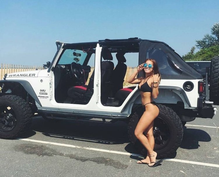 Blonde and a man at Jeep photo