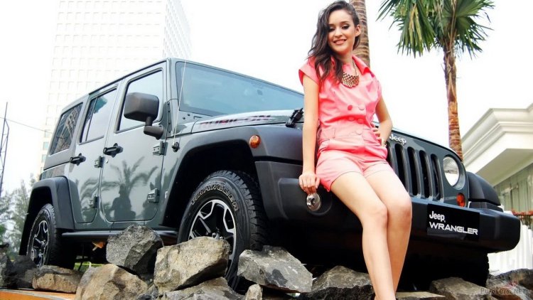 Girl near the jeep